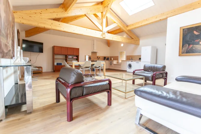 Living room at Le Grenier holiday cottage on the Darricau estate