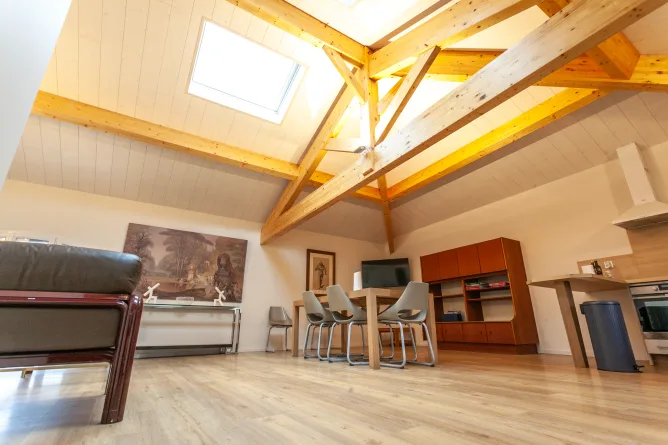Living room at Le Grenier holiday cottage on the Darricau estate