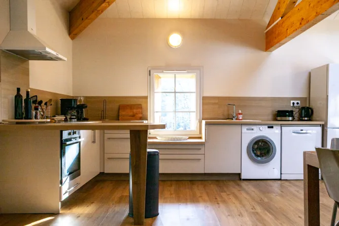 Fully equipped open-plan kitchen