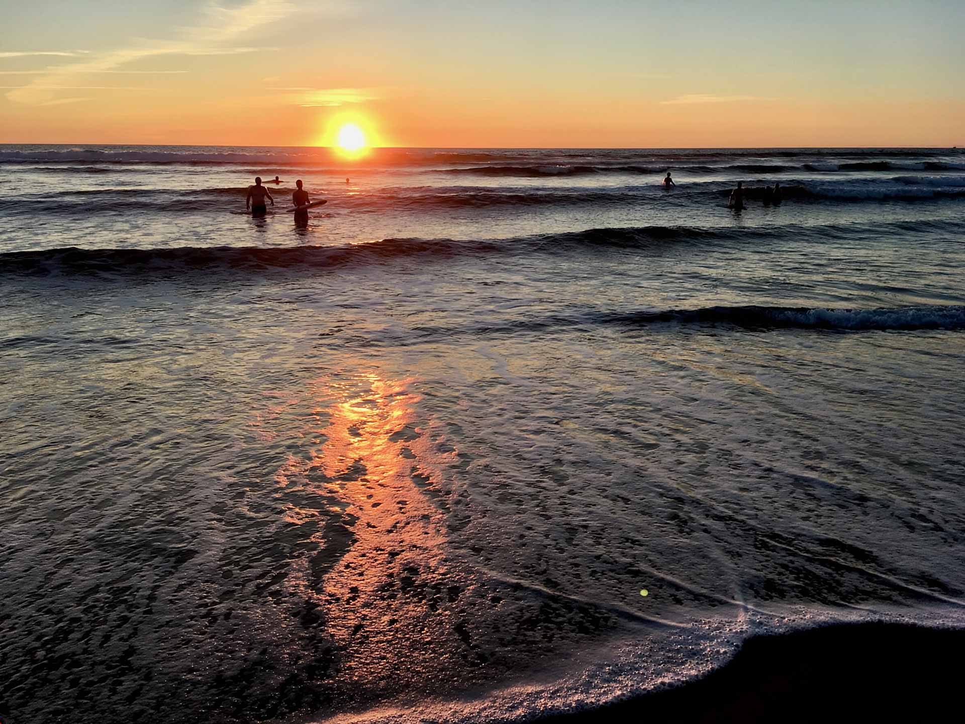 Plage de Mimizan au coucher du soleil